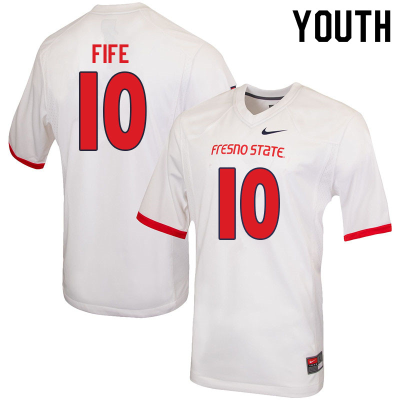 Youth #10 Logan Fife Fresno State Bulldogs College Football Jerseys Sale-White - Click Image to Close